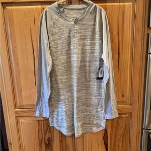 LuLaRoe Men's Long-Sleeve Henley in Heather Gray